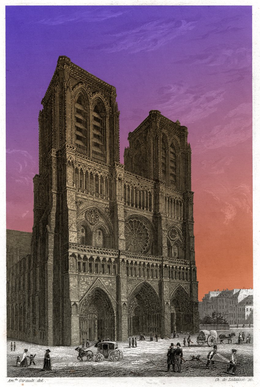 Katedrála Notre-Dame de Paris. (rytina, cca 1850) od French School