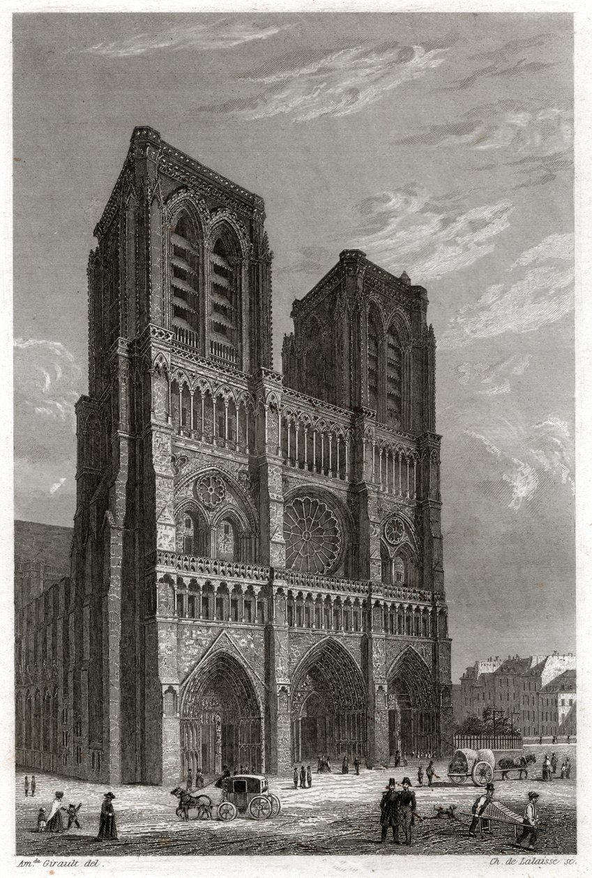 Katedrála Notre Dame de Paris. (rytina, asi 1850) od French School