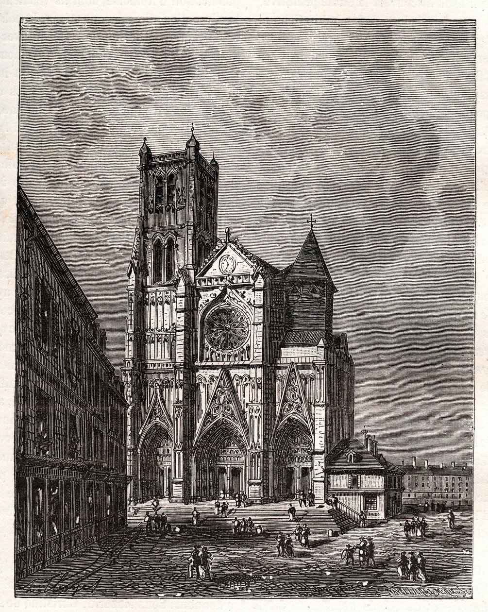Cathedrale Saint-Etienne de Meaux - Seine-et-Marne - rytina v „La France illustrée: geografie, historie, statistická správa“ od V.A. Malt-Brown. 1884 od French School