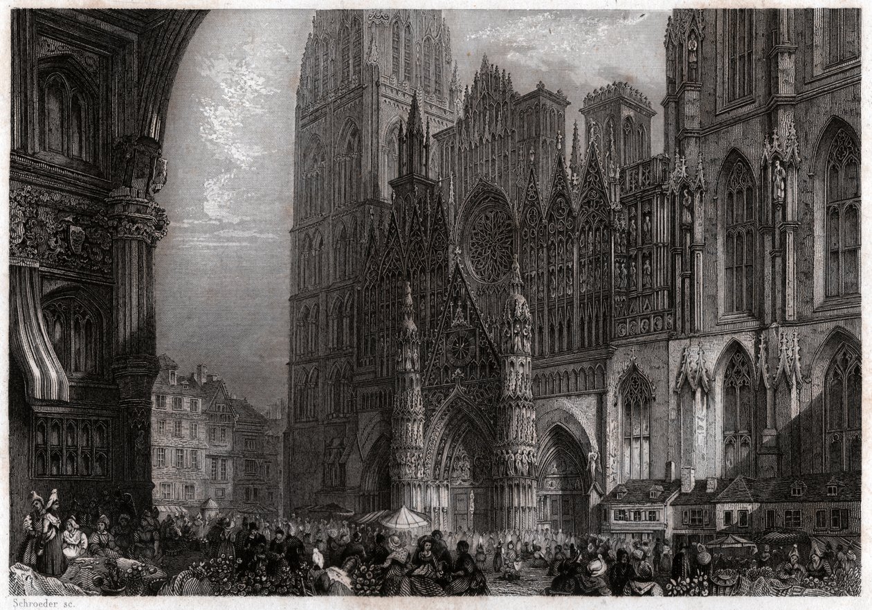 Katedrála v Rouenu. (rytina, cca 1850) od French School