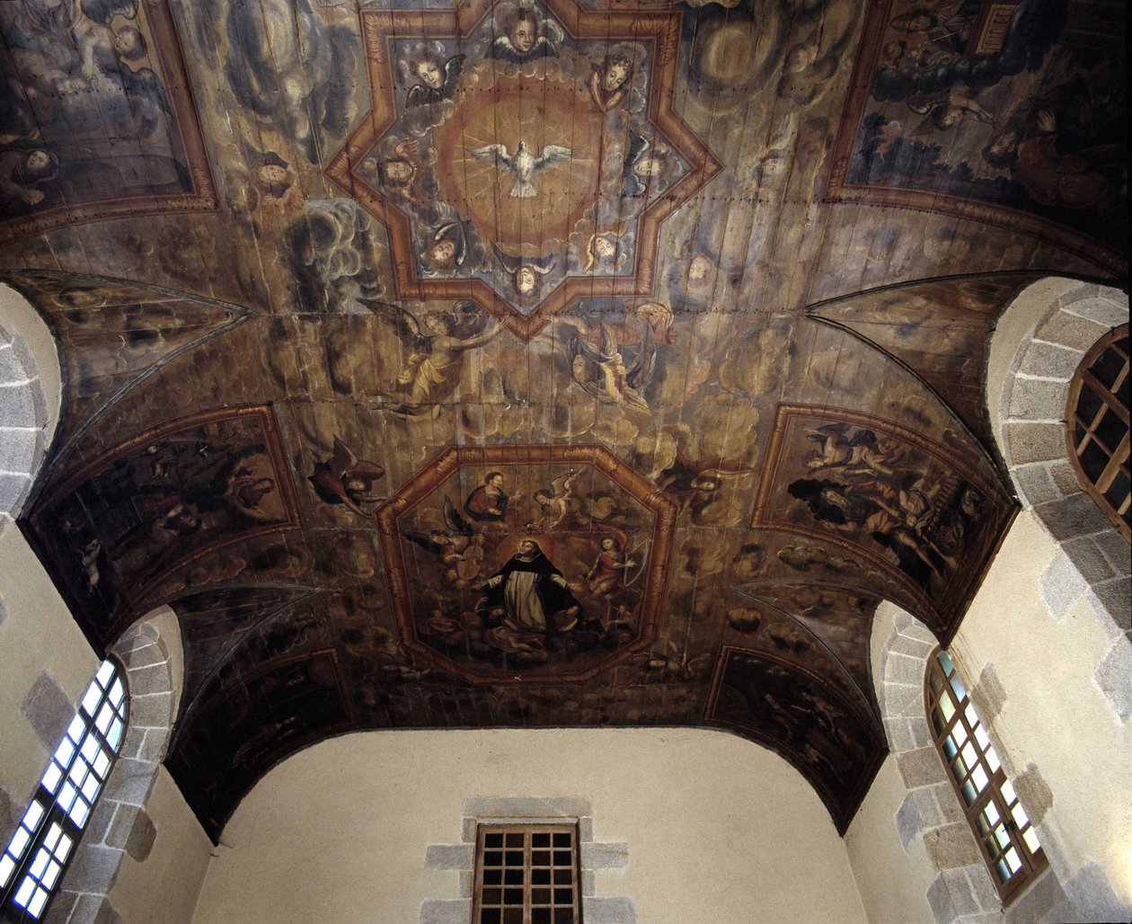 Strop bývalého dominikánského kláštera (nemocnice) (1664). malířství 17. století. Dinan, Cotes d