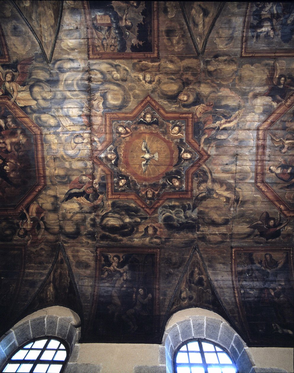 Strop bývalého dominikánského kláštera (nemocnice) (1664). malířství 17. století. Dinan, Cotes d