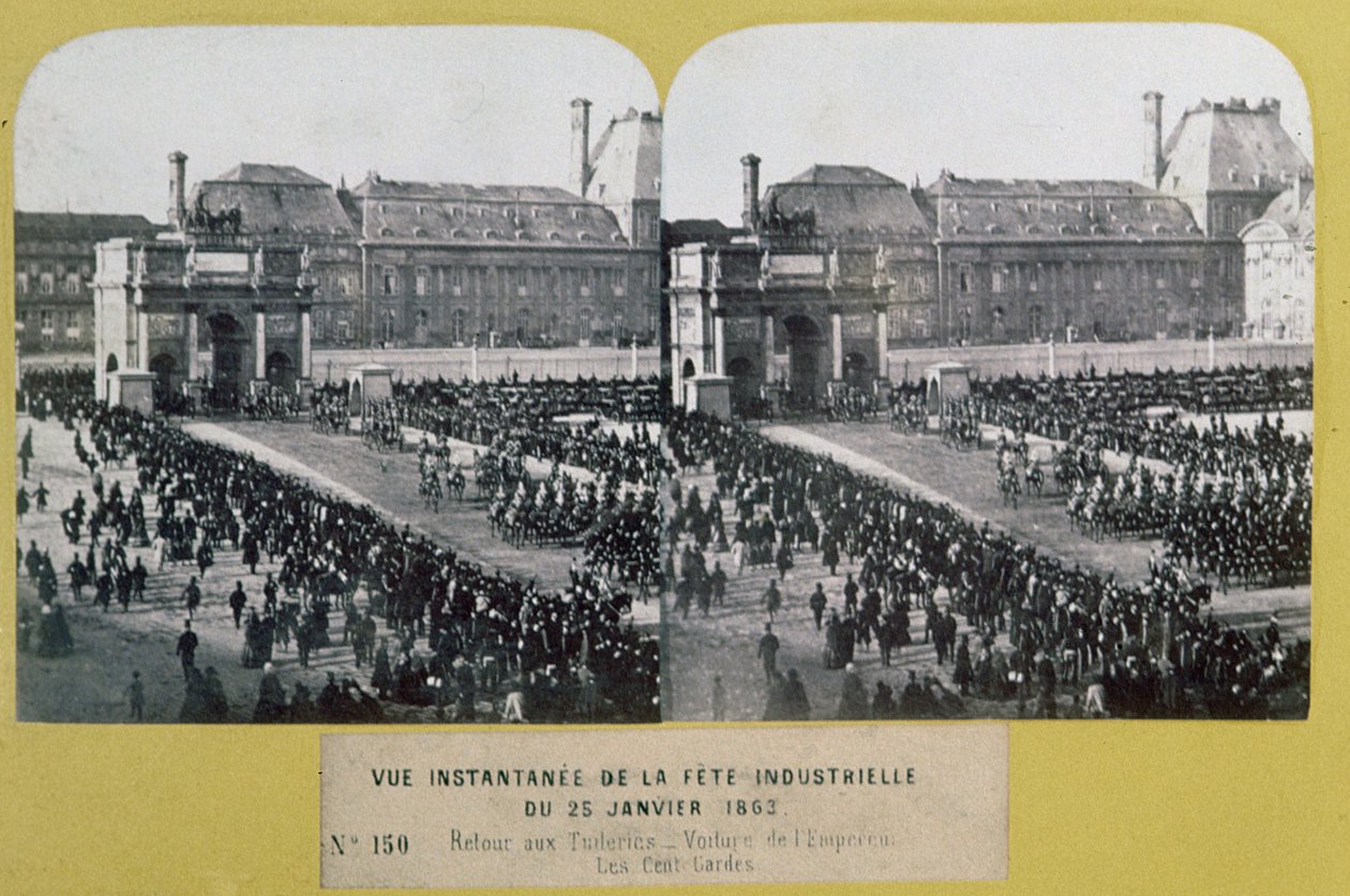 Slavnost průmyslu v Tuilerijích, Place du Carrousel, Paříž, stereoskopický pohled, 25. ledna 1863 od French School
