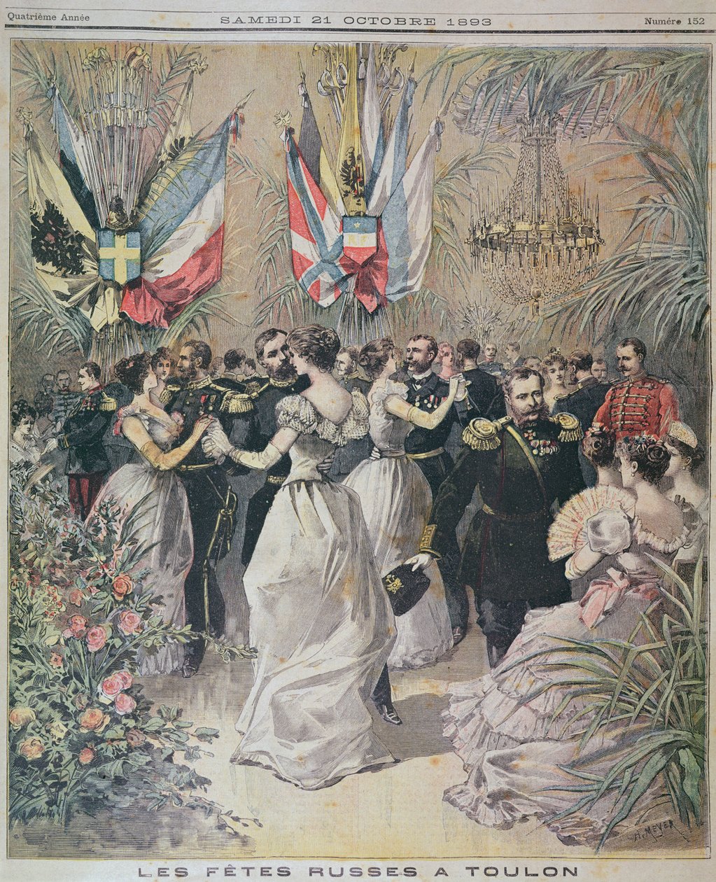 Oslavy na počest návštěvy ruské flotily v Toulonu, obálka le Petit Journal, 21. října 1893 od French School