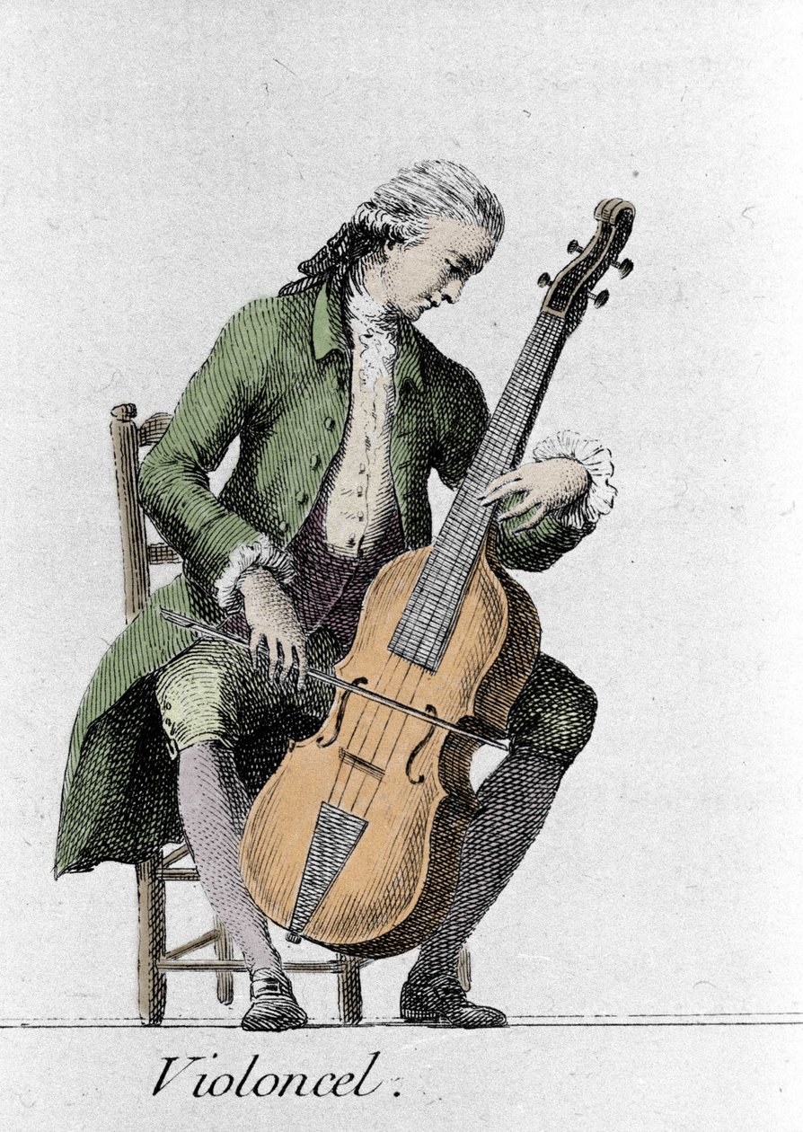 Violoncellista/violoncello. Rytina z konce 18. století. od French School