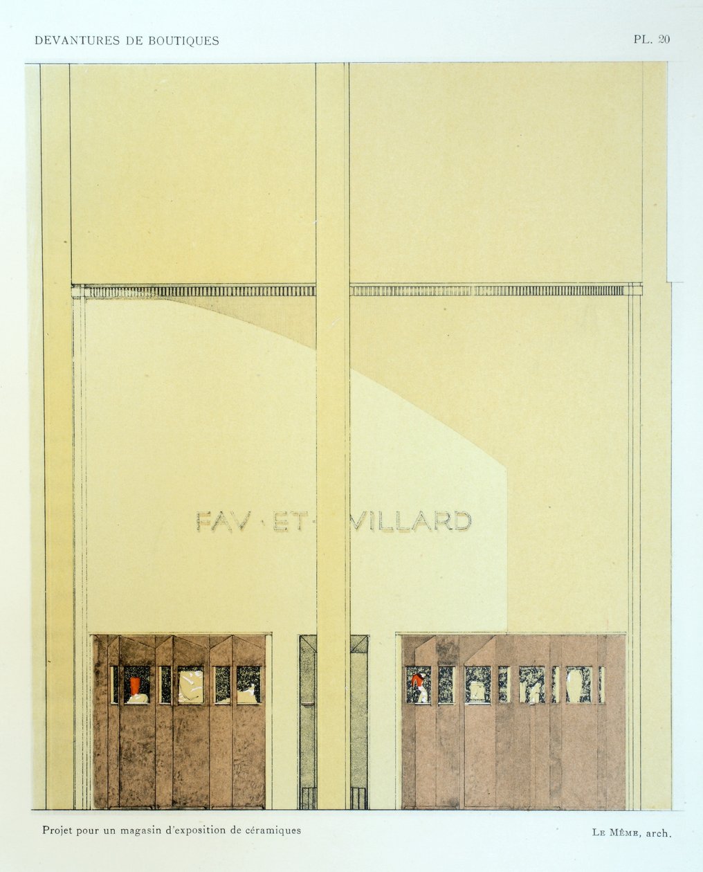 Ceramic showroom, deska 20, ilustrace z Devantures de Boutiques od Louis-Pierre Sezille, Paříž, 1927 od French School