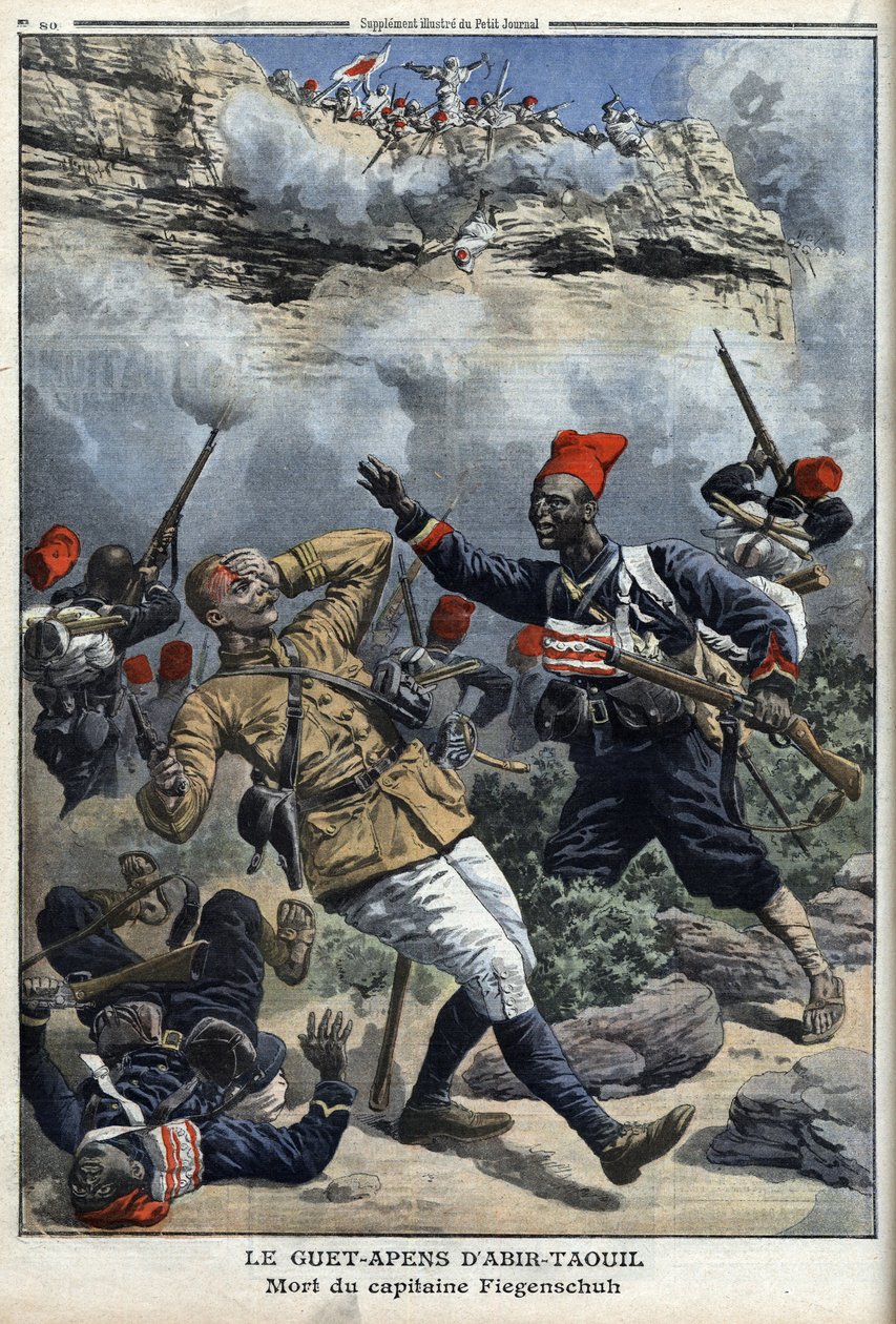 Čad, přepadení v Abir Taouil (Abir-Taouil), smrt kapitána Fiegenschuha, ilustrace z 