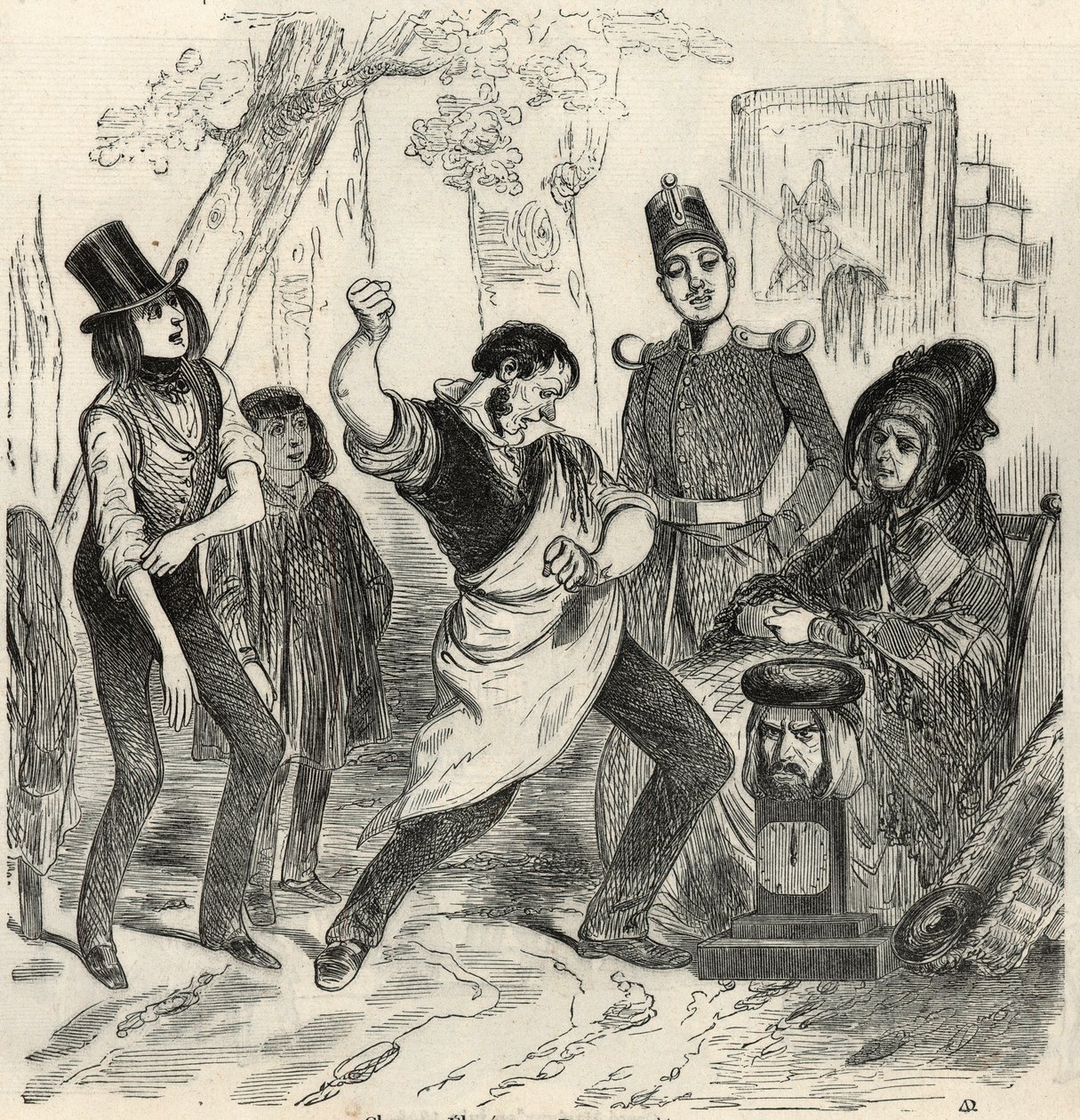 Champs-Elysees (Champs Elysees) - Dynamometr - Rytina v „Tableau-de-Paris“ od Edmonda Texiera 1852 od French School