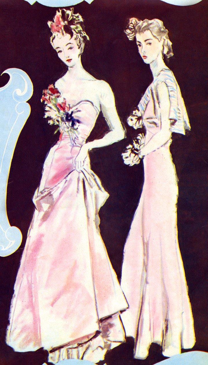 Večerní šaty Chanel, z časopisu Marie Claire, 23. září 1938 (tisk) od French School