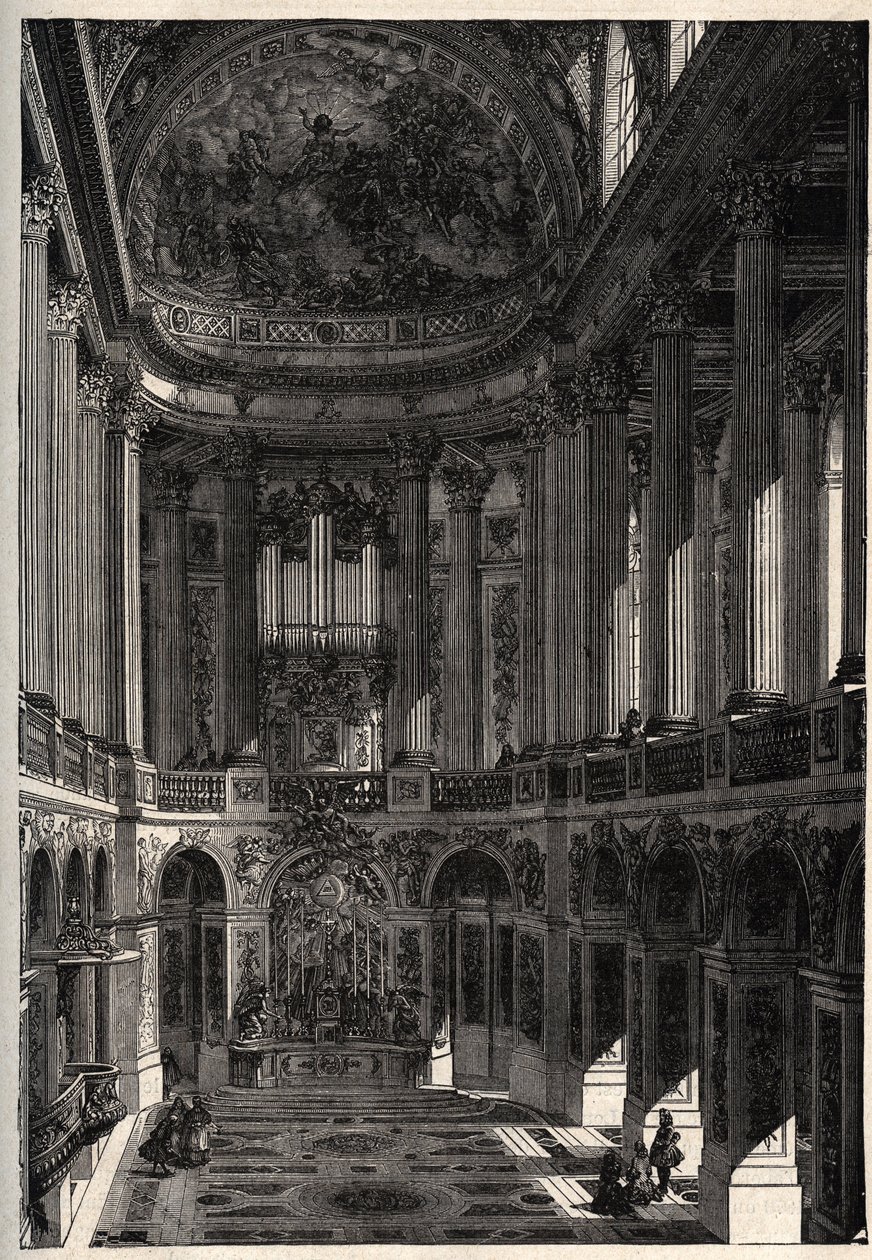 Kaple paláce ve Versailles - kaple zámku ve Versailles - rytina „“ PATRIE“ - POPIS PECTURERIQUE DE LA FRANCE EN 6 SVAZKŮ LUCIEN HUARD - konec 19. stol. od French School
