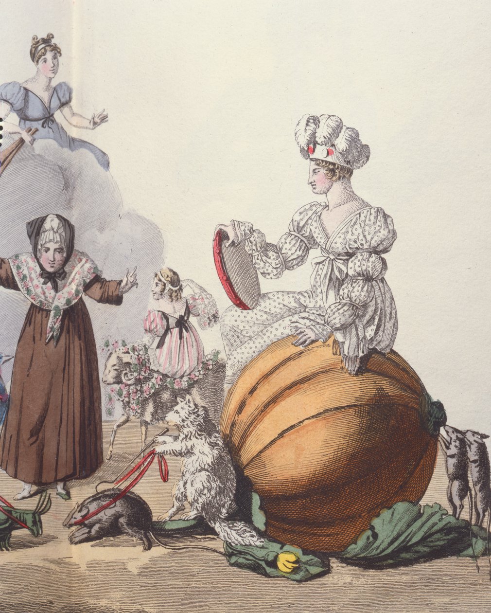 Postavy z frašky The Six Slippers or Rendez-vous of Cinderellas, c.1810 od French School