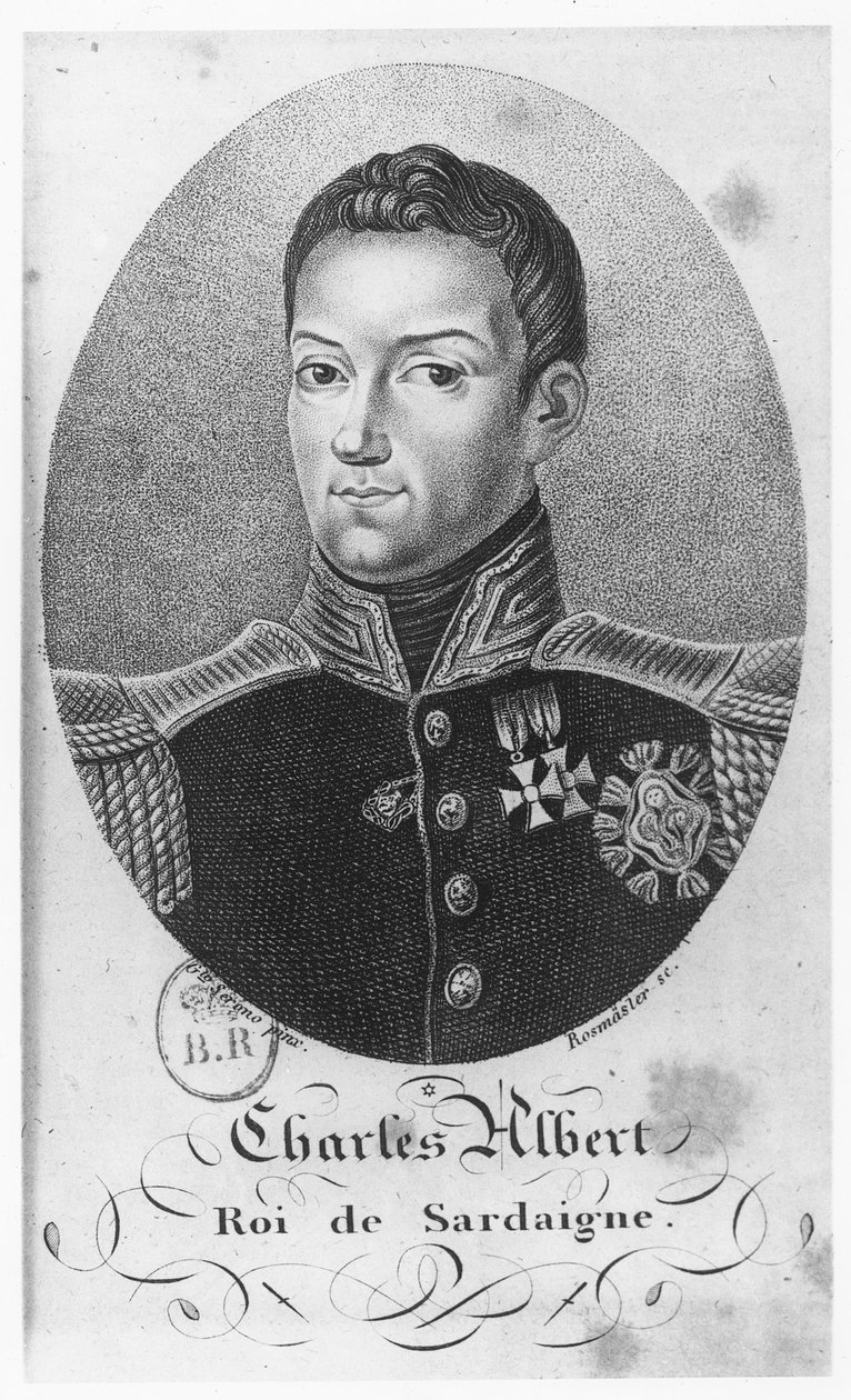 Charles Albert, král Sardinie (rytina) od French School
