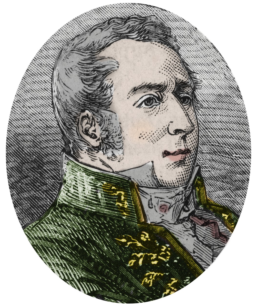 Charles Augustin (Charles-Augustin) Coulomb (1736-1806), vědec, inženýr, fyzik – rytina do „Sciences à la gridte de tous – fyzika et chimie populaires“ od Alexise Clerca – konec 19. století – soukromá sbírka od French School