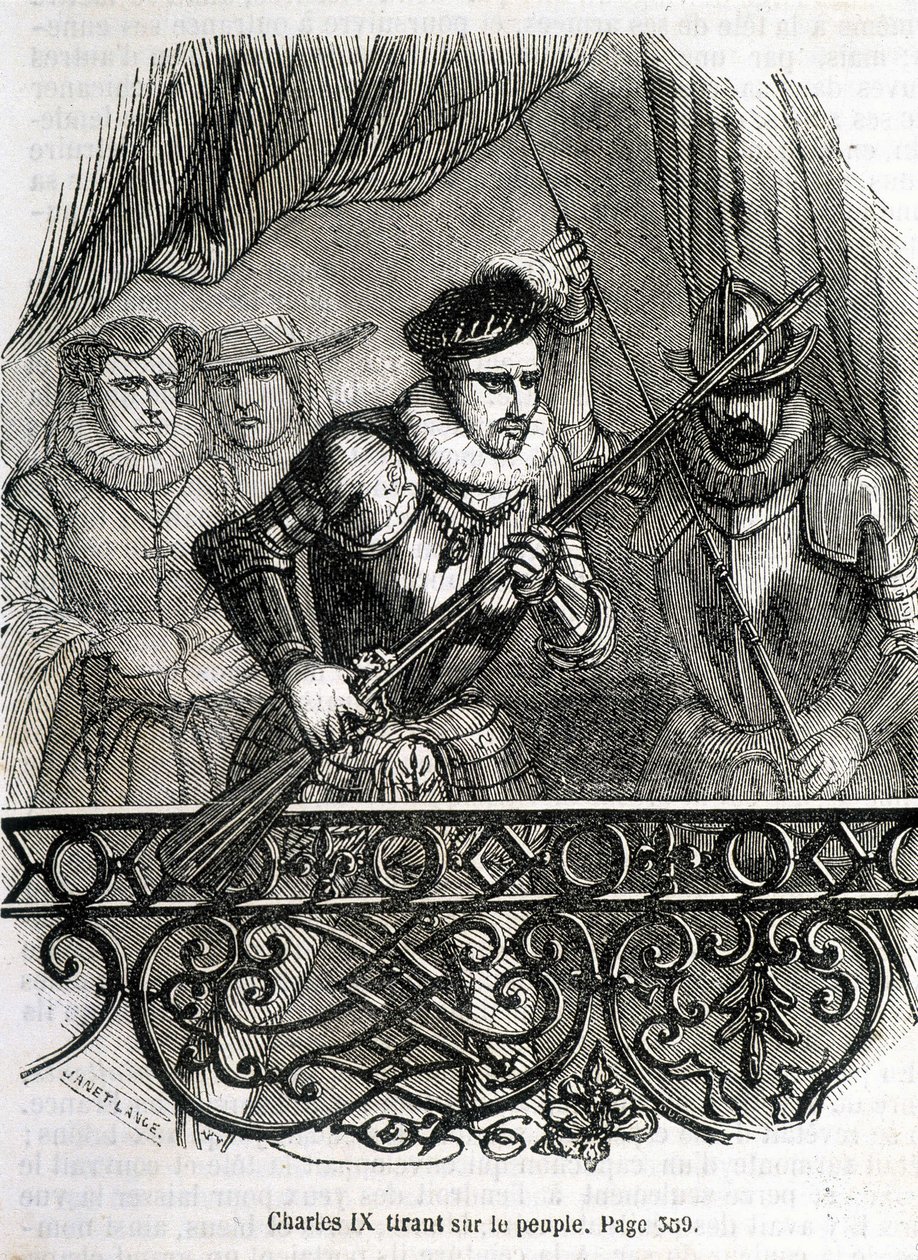 Karel IX. přitahující lidi - v „Histoire de France“ od L.-P. Anquetil od French School