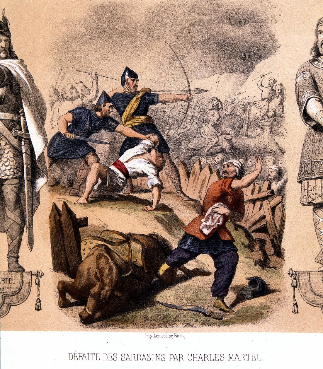 Charles Martel porazil Saracény u Poitiers, 732. od French School