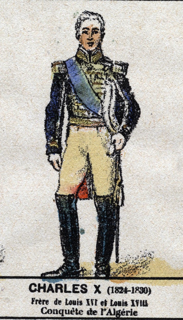 Charles X (1757-1836), král Francie.V „“ Galeriede Kings and Queens of France a slavné postavy z let 1643 až 1895““ Obrázek epinal. od French School