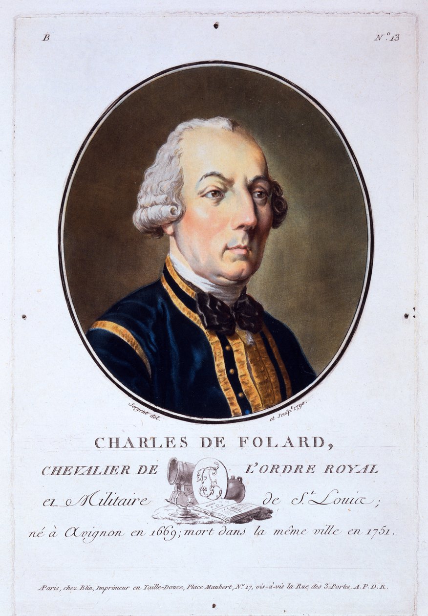 Charles de Folard, z Portrétů velkých mužů, slavných žen a nezapomenutelných témat Francie, vydaný 1787-92 od French School