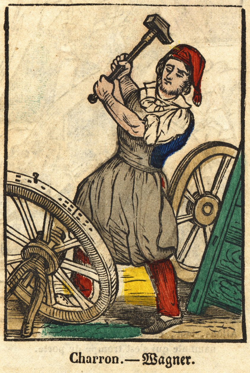 Charron (který vyrábí vozíky); Série o živnostech, obraz Epinal z 19. století. od French School