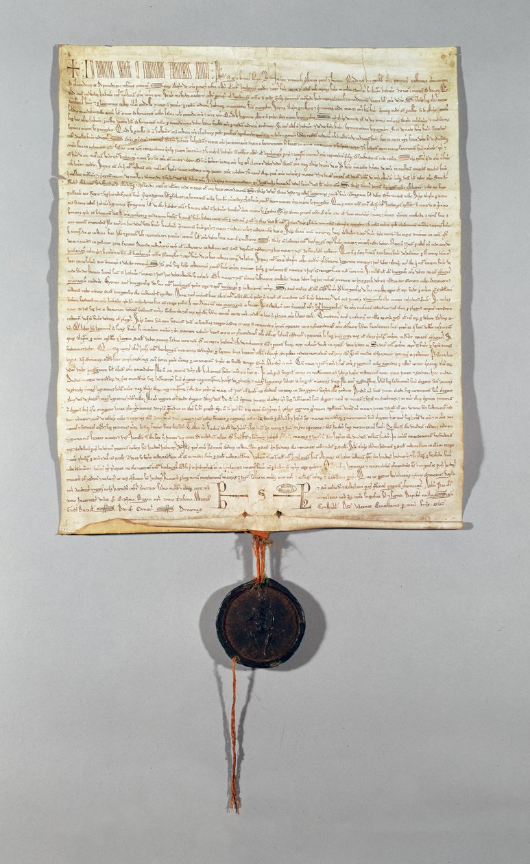 Charta obce Peronne, udělená Philippem Augustem (1165-1223) 1209 (vellum) od French School