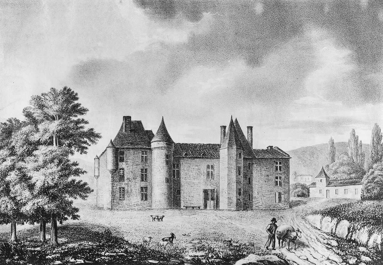 Chateau de Montaigne, Dordogne (rytina) od French School
