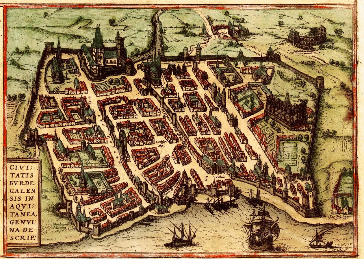 Hlavní město keltské skupiny Bituriges Vivisci, Bordeaux, Francie od French School