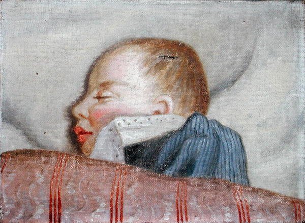 Spící dítě, konec 19. století (olej na plátně) od French School