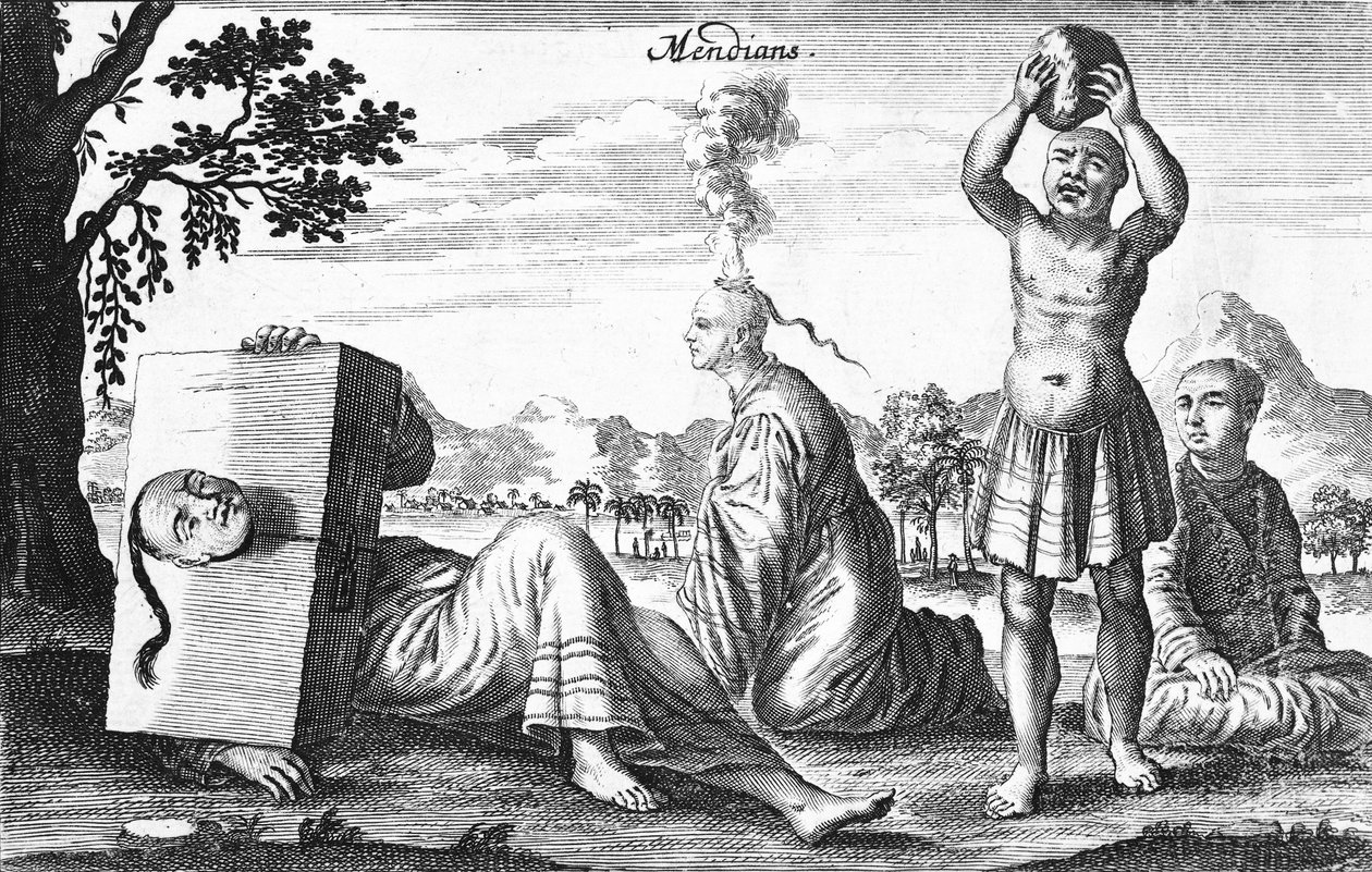 Čínští Mendiané provádějící sebevražedné činy, 1664 od French School