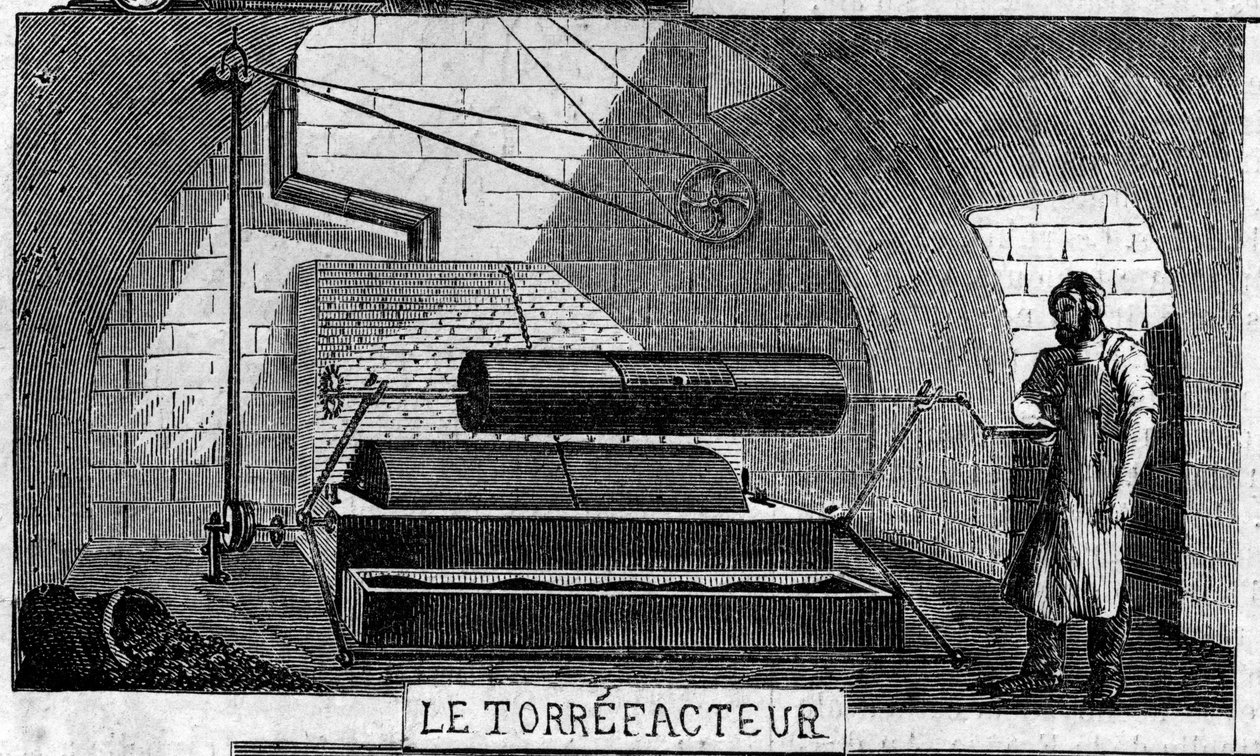 Výroba čokolády: torefaktor. Usine de M. Masson, Paříž od French School
