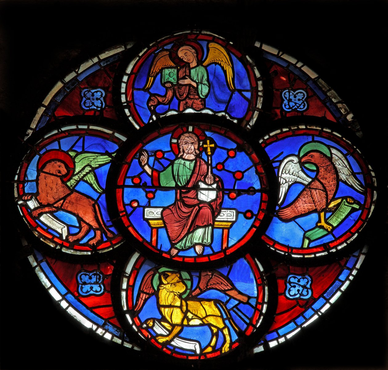Kristus – se čtyřmi posvátnými zvířaty evangelistů (w29c) od French School
