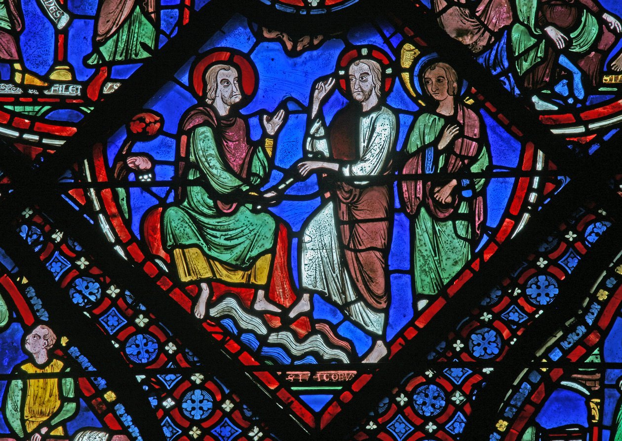 Kristus dává sv. Jakubovi svou hůl autority (w5) od French School