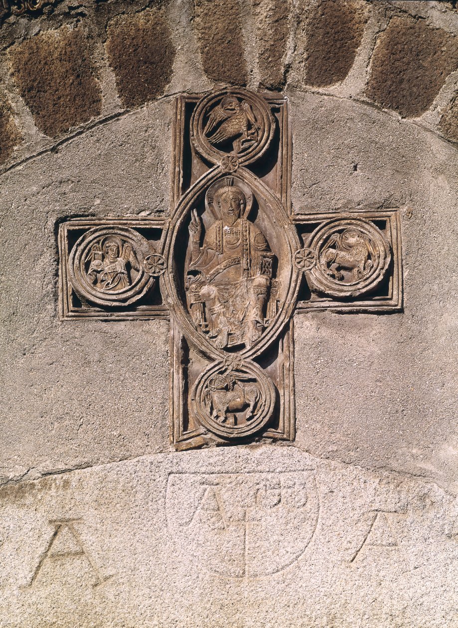 Kristus v majestátu se symboly evangelistů, 9.-10 od French School