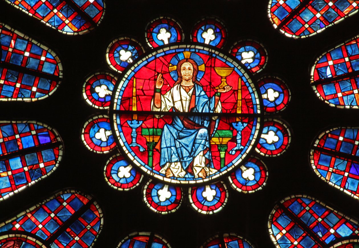Kristus s kalichem a mezi dvěma svícny (w122) od French School