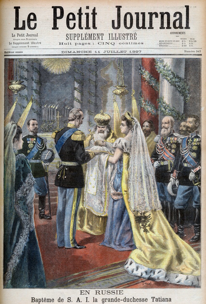 Křest velkovévodkyně Tatiany z Ruska, ilustrace pro Le Petit Journal od French School
