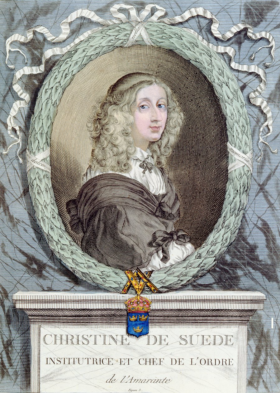 Christina (1626-89) královna Švédska, zakladatelka a hlava řádu Amarantha od French School