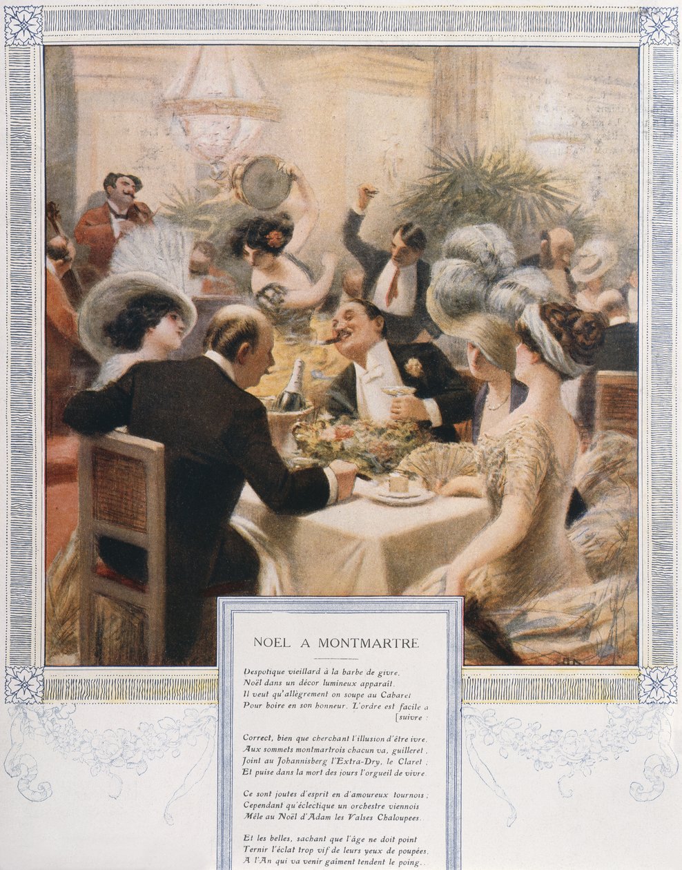 Vánoce na Montmartru, štědrovečerní večeře v luxusní restauraci, cca 1900 od French School