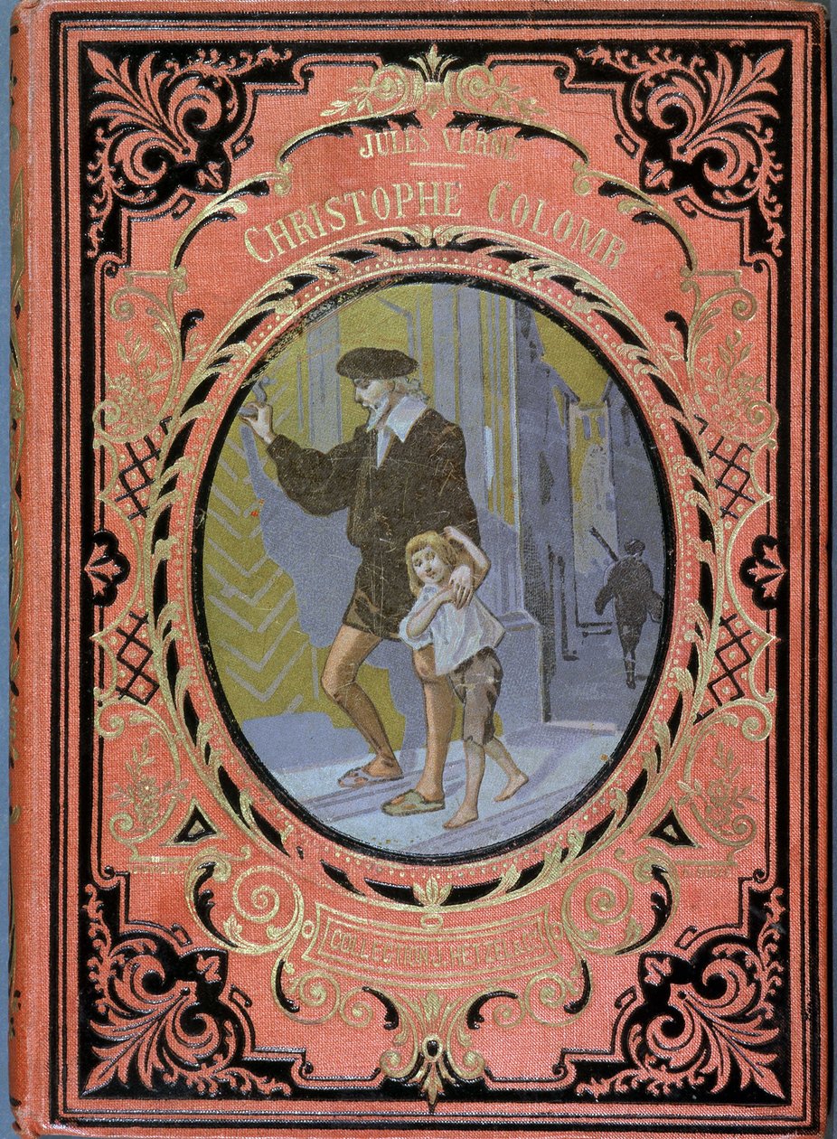 Christophe Colomb (Cristoforo Colombo) a dítě, - in "Christophe Colomb" Jules Verne, ed. Hachette od French School