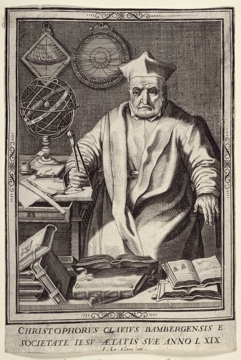 Christopher Clavius (1537-1612) 69 let, publikoval Jean Le Clerc, kolem 1606-07 od French School