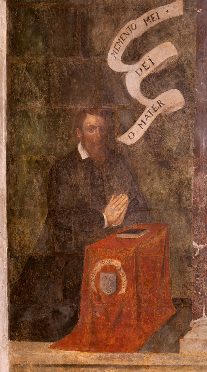 Kostel (kostel sv. Jana Křtitele). Interiér. Kaple Saint-Fursy. Nástěnné malby. Oslava Marie (freska známá jako dobrá smrt). Začátek 17. století. od French School