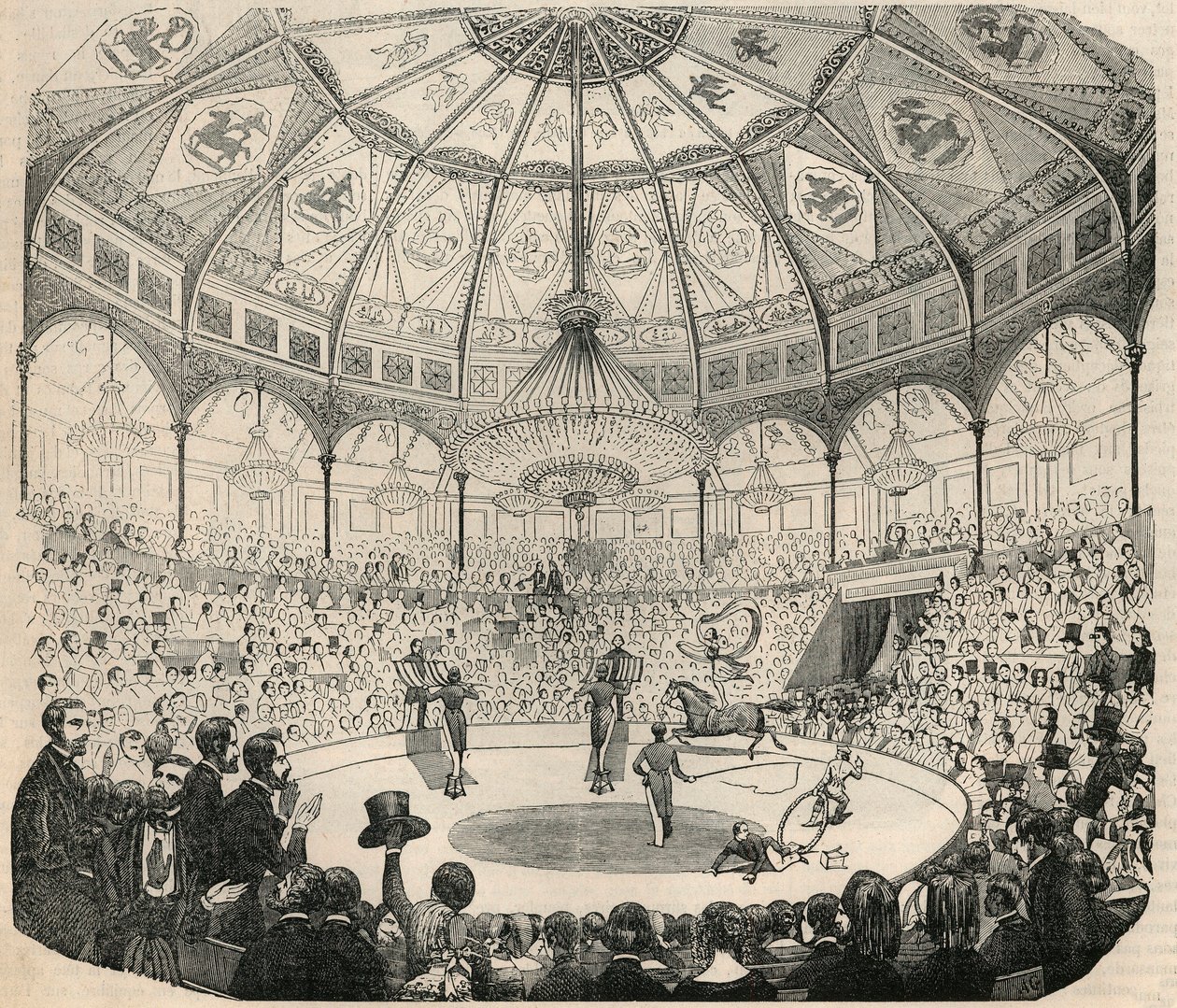 Cirque national des Champs Elysees v 19. století – rytina v „Tableau-de-Paris“ od Edmonda Texiera 1852 od French School