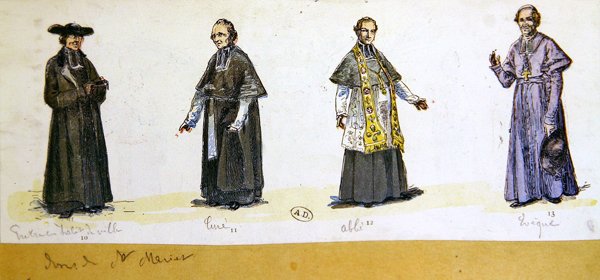 Úřednické kostýmy ve Francii v 19. století (barevná litografie) od French School