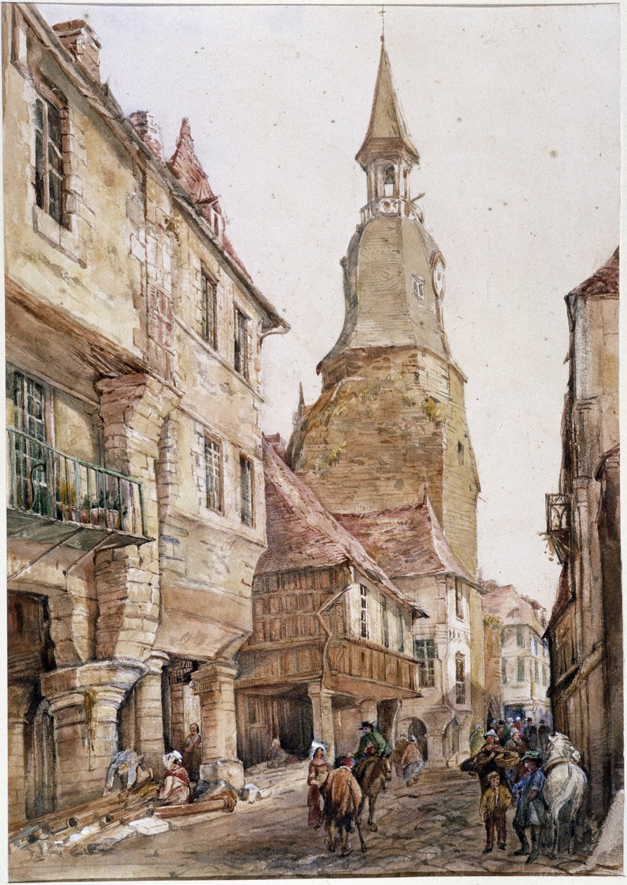 Věž s hodinami v Dinanu od French School
