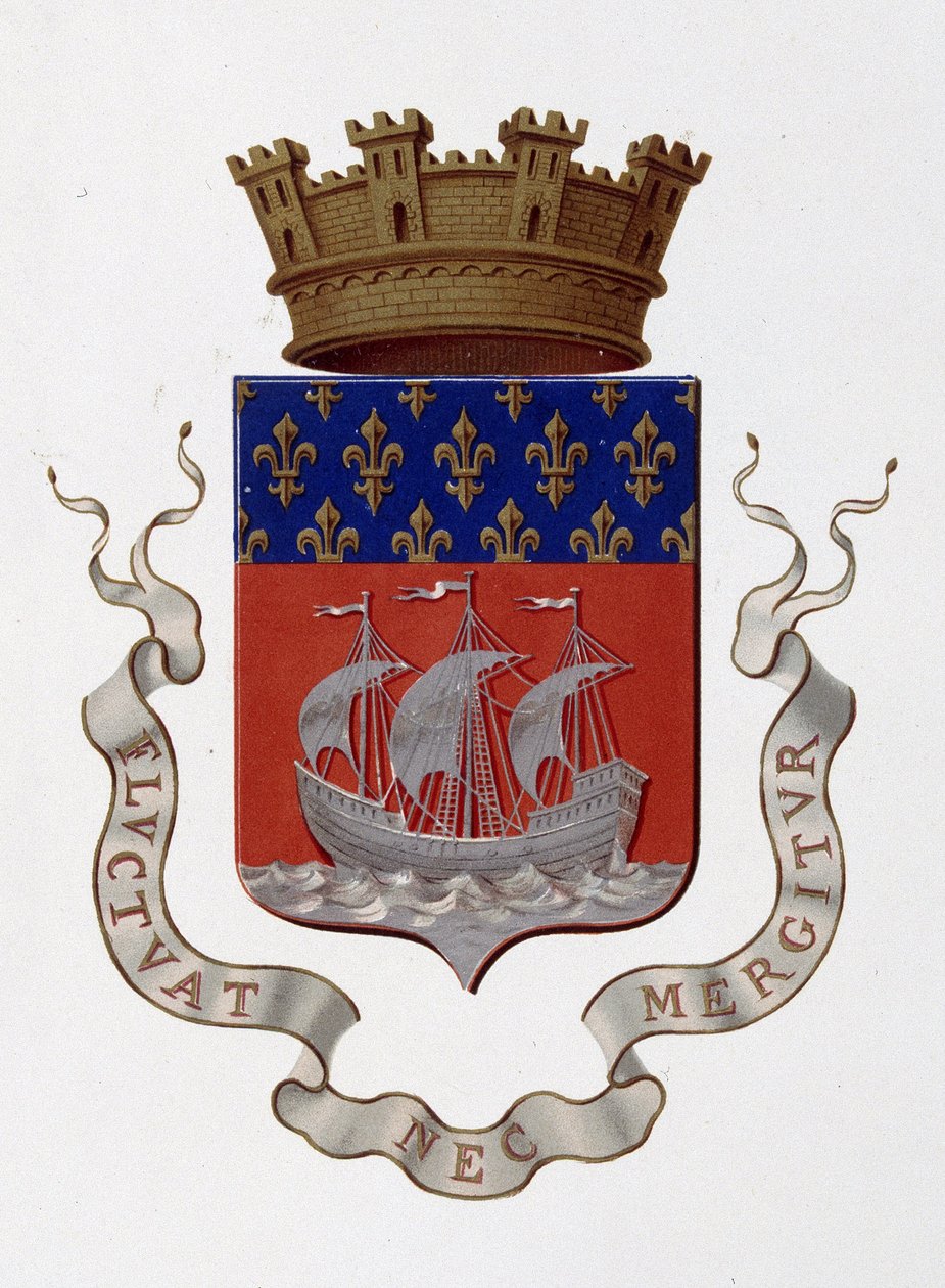 Znak města Paříž: Říše (Napoleon III.) – rozhodnutí prefekta ze dne 24. listopadu 1853 – v „“Armorial National de France””, H. Traversier, Paříž od French School