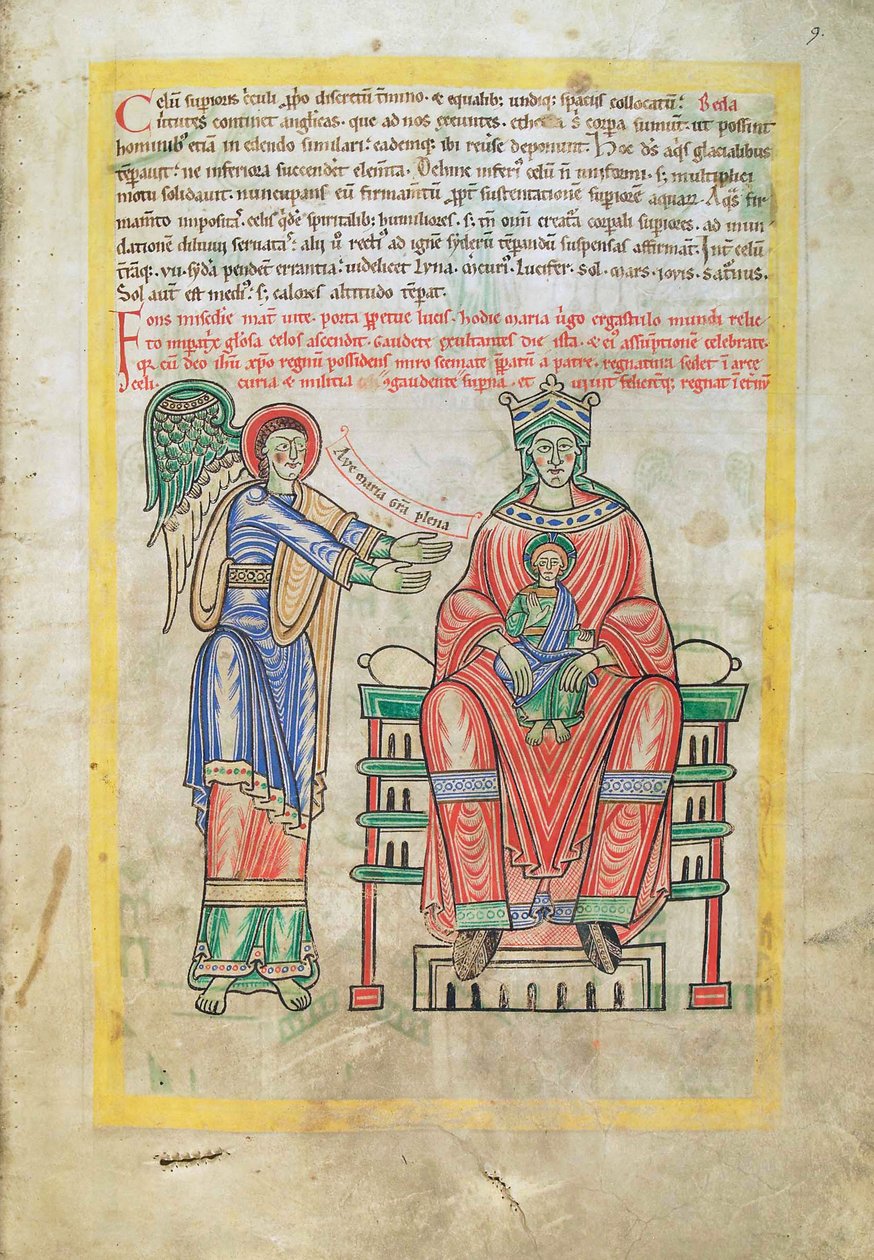 Treska. Guelf. 1 Gud. lat. (9r), Madonna s dítětem, z Liber Floridus od Lamberta de Saint-Omer c.1120 od French School