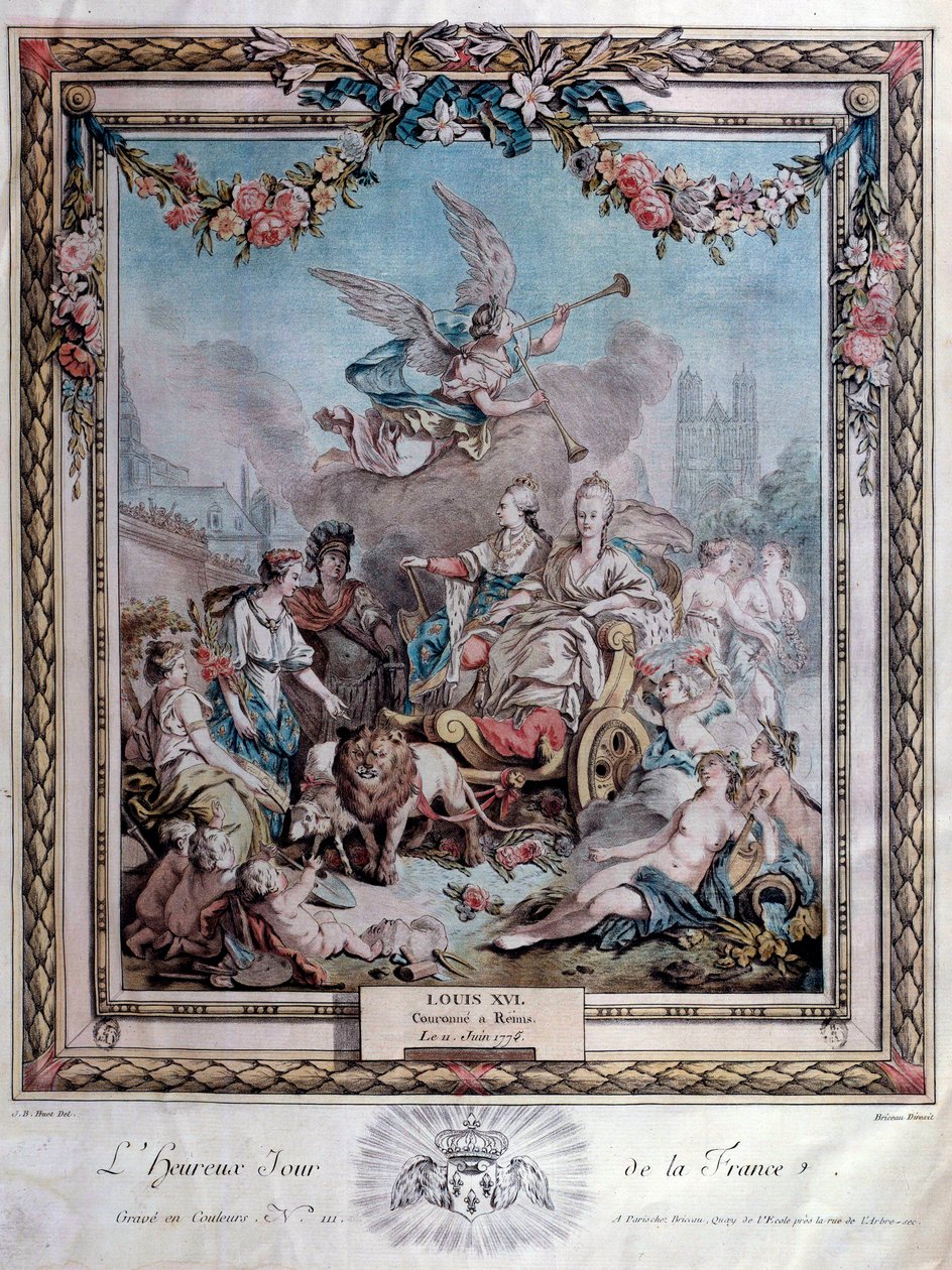 Připomínka korunovace Ludvíka XVI. (1754-1793) v Remeši dne 11.06.1775. Rytina. Paříž. Knihovna Arsenalu od French School