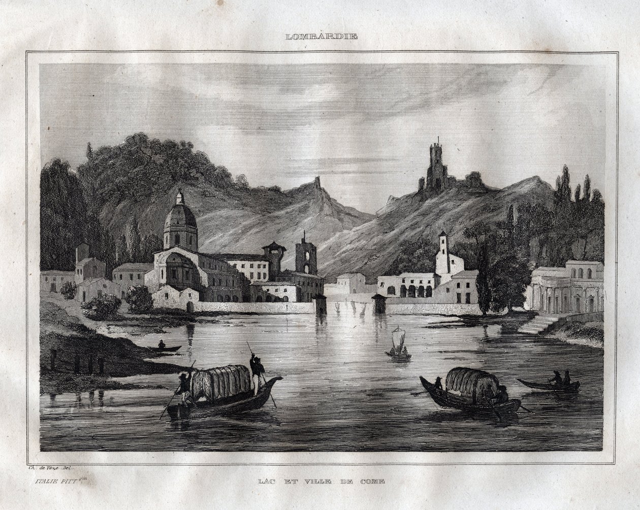 Como - Jezero Como - Jezero Come - rytina z “” Malebné Itálie”” od M. de Norvinse, Ch. Nodier 1834-1836. od French School