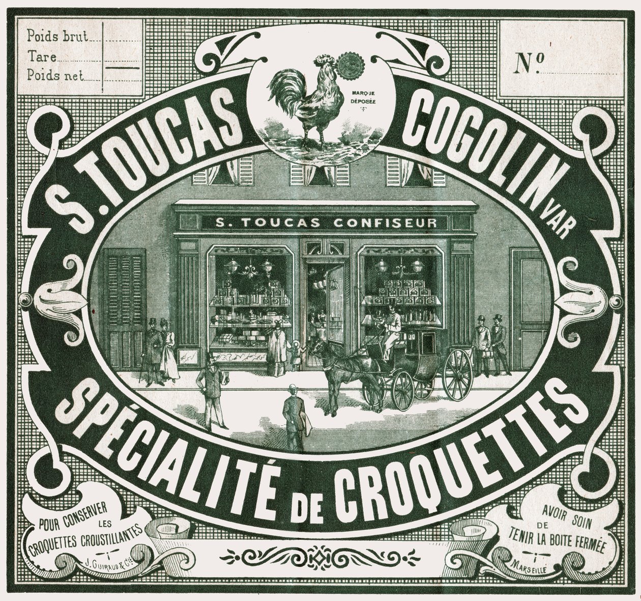 Přední strana cukrovinek, cca 1900 (rytina) od French School