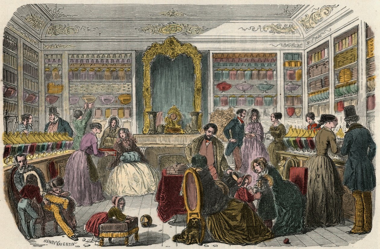 Cukrárna v Paříži v 19. století – rytina v „Tableau-de-Paris“ od Edmonda Texiera 1852 od French School
