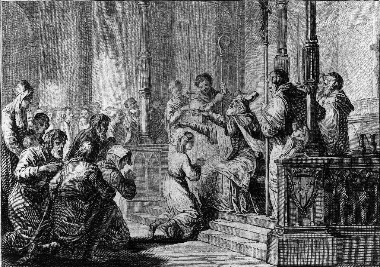 Zasvěcení Saint Genevieve, cca 430: Saint Germain, předvečer Auxerre od French School