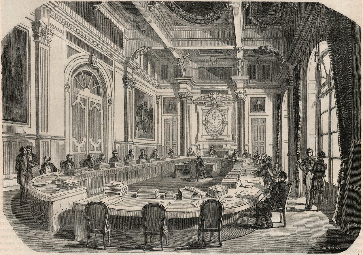 Státní rada – místnost výboru – rytina v „Tableau-de-Paris“ od Edmonda Texiera 1852 od French School
