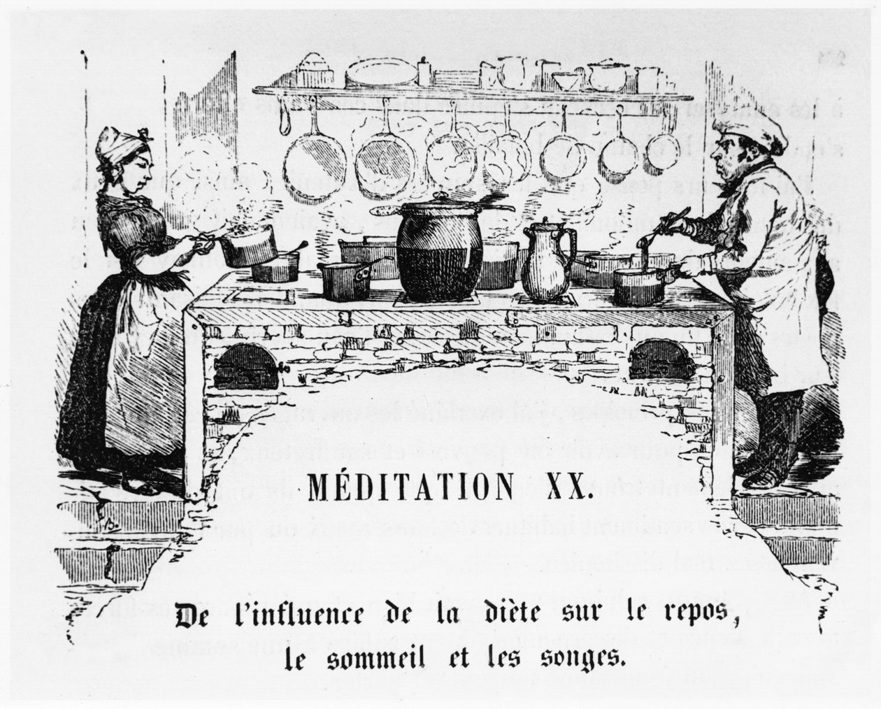 Vaření, ilustrace z La Physiologie du Gout, ou Meditations de Gastronomie od Anthelme Brillat-Savarin (1755-1826) od French School